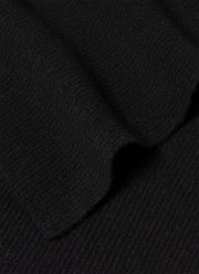 Cashmere Ribbed Scarf in Black