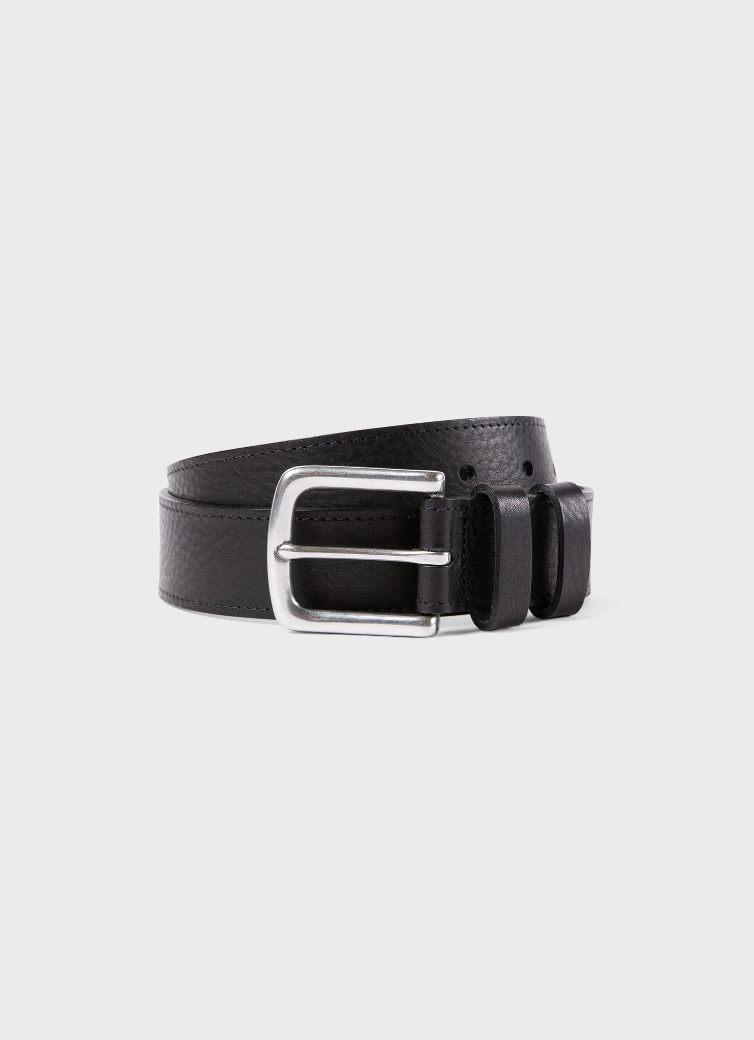 Men's Grained Leather Belt in Black