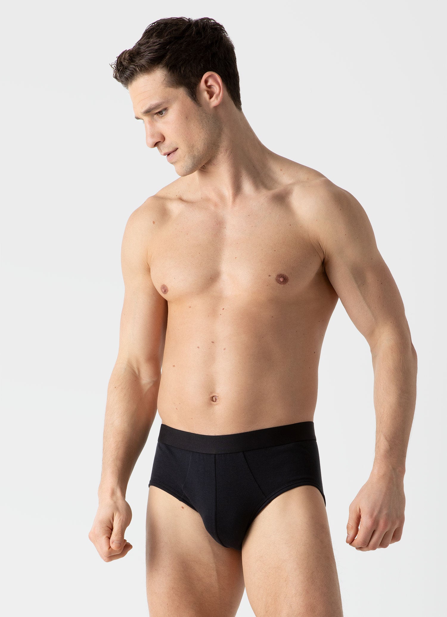 Men's Sea Island Cotton Briefs in Black