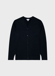 Men's Extra-Fine Merino Cardigan in Light Navy