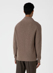 Men's Shawl Neck Cardigan in Sandstone