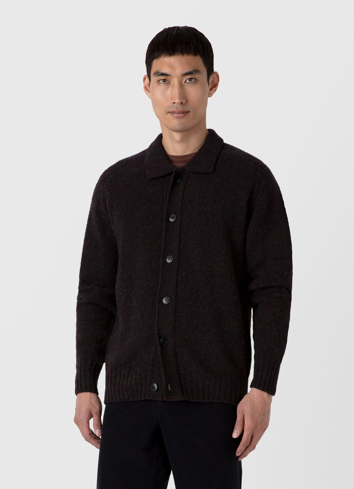 Men's Shetland Cardigan in Midnight Melange