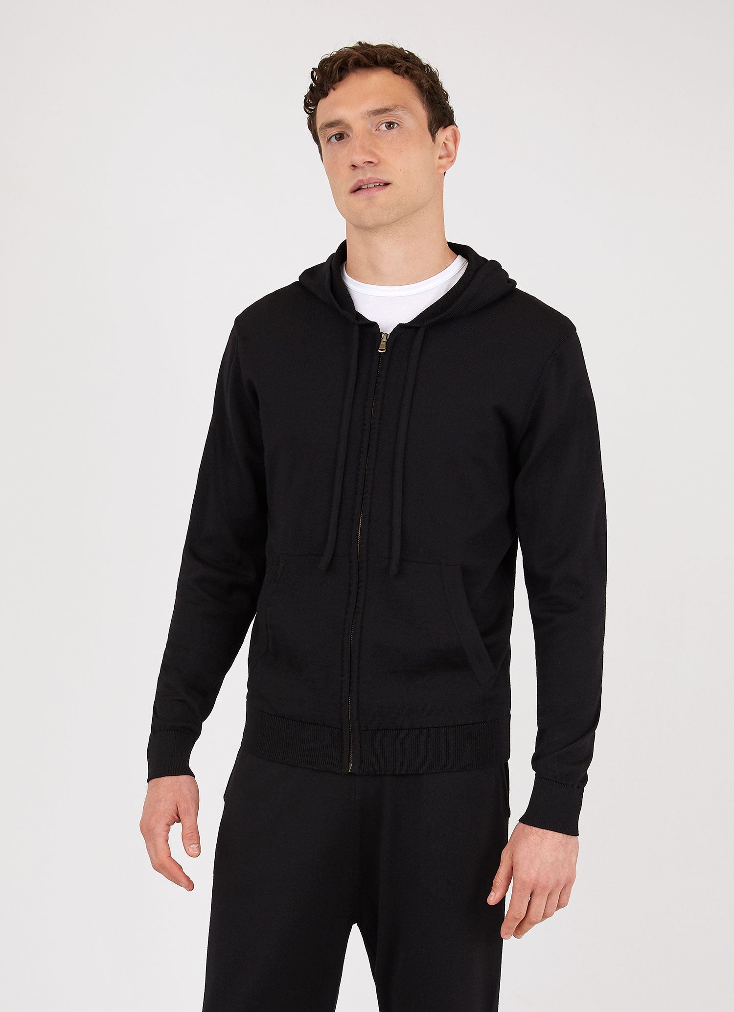 Men's Merino Zip Hoody in Black