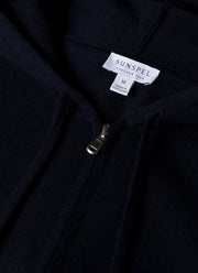 Men's Cashmere Zip Hoody in Navy