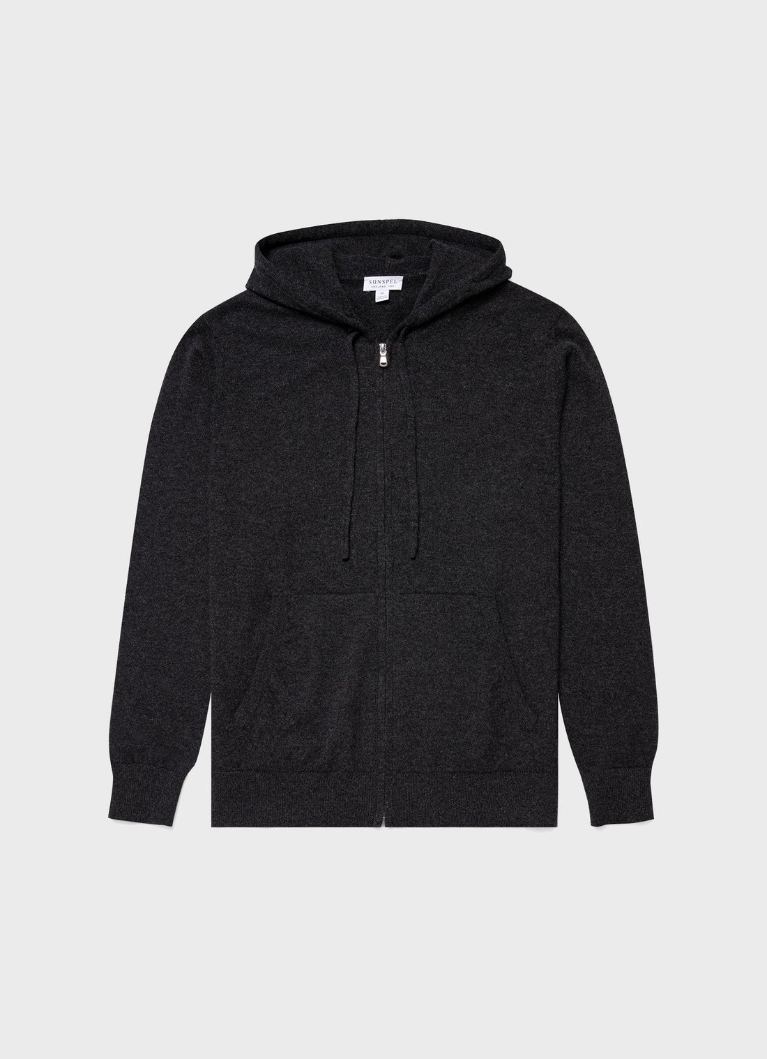 Men's Cashmere Zip Hoody in Charcoal Melange