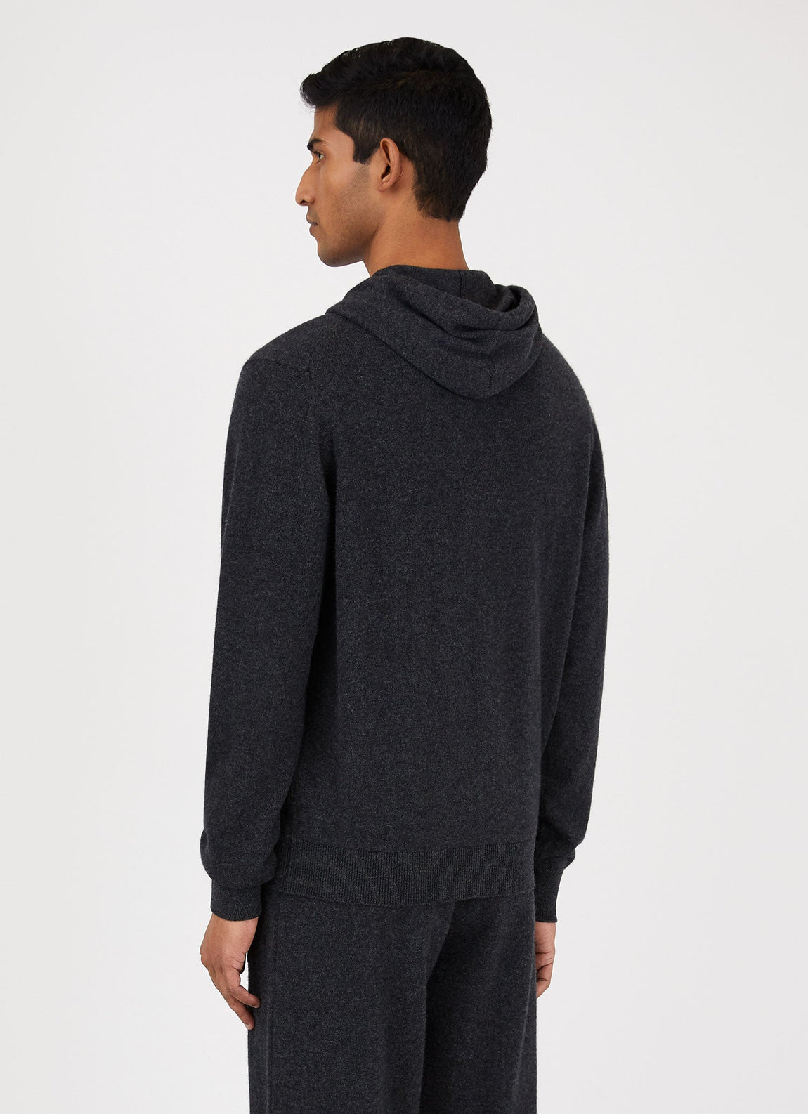 Men's Cashmere Zip Hoody in Charcoal Melange