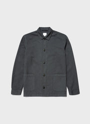 Men's Cotton Linen Twin Pocket Jacket in Charcoal