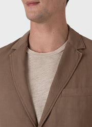 Men's Cotton Linen Two-Piece Suit in Dark Tan