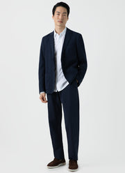 Men's Cotton Linen Unstructured Blazer in Navy