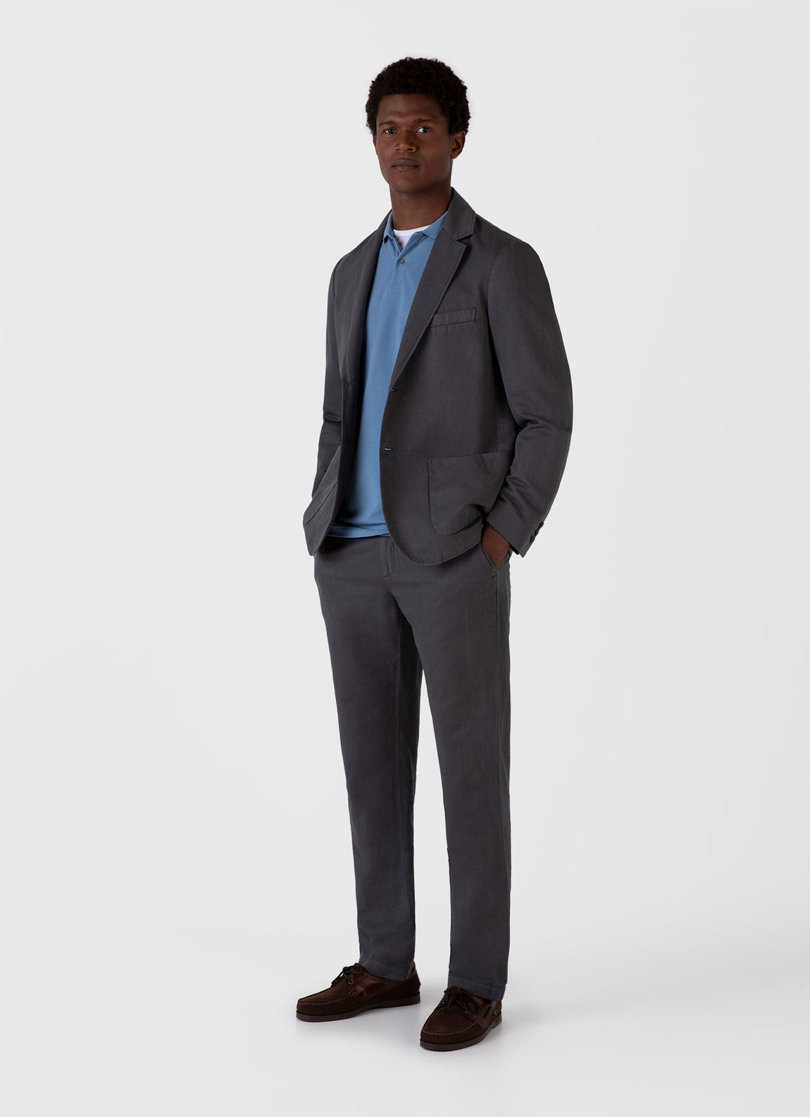 Men's Cotton Linen Two-Piece Suit in Charcoal