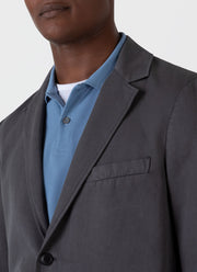 Men's Cotton Linen Unstructured Blazer in Charcoal