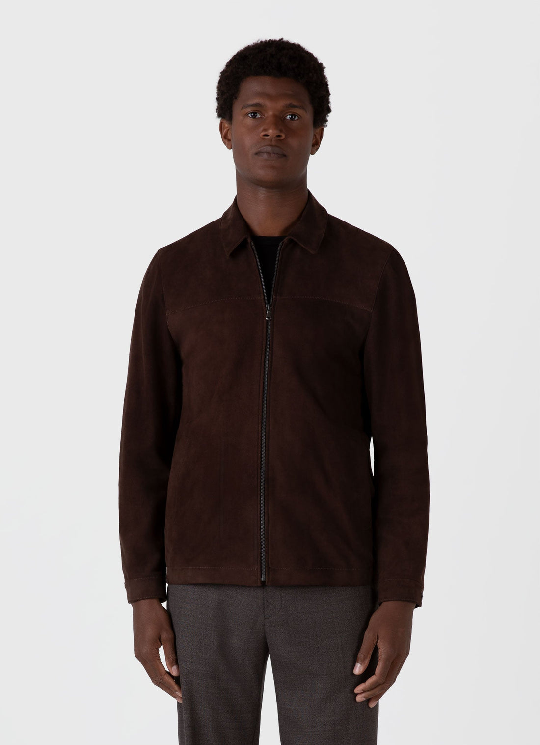 Men's Suede Harrington Jacket in Cocoa