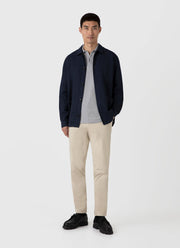 Men's Cotton Linen Twin Pocket Jacket in Navy