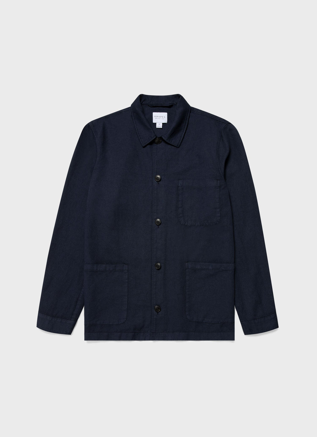 Men's Cotton Linen Twin Pocket Jacket in Navy