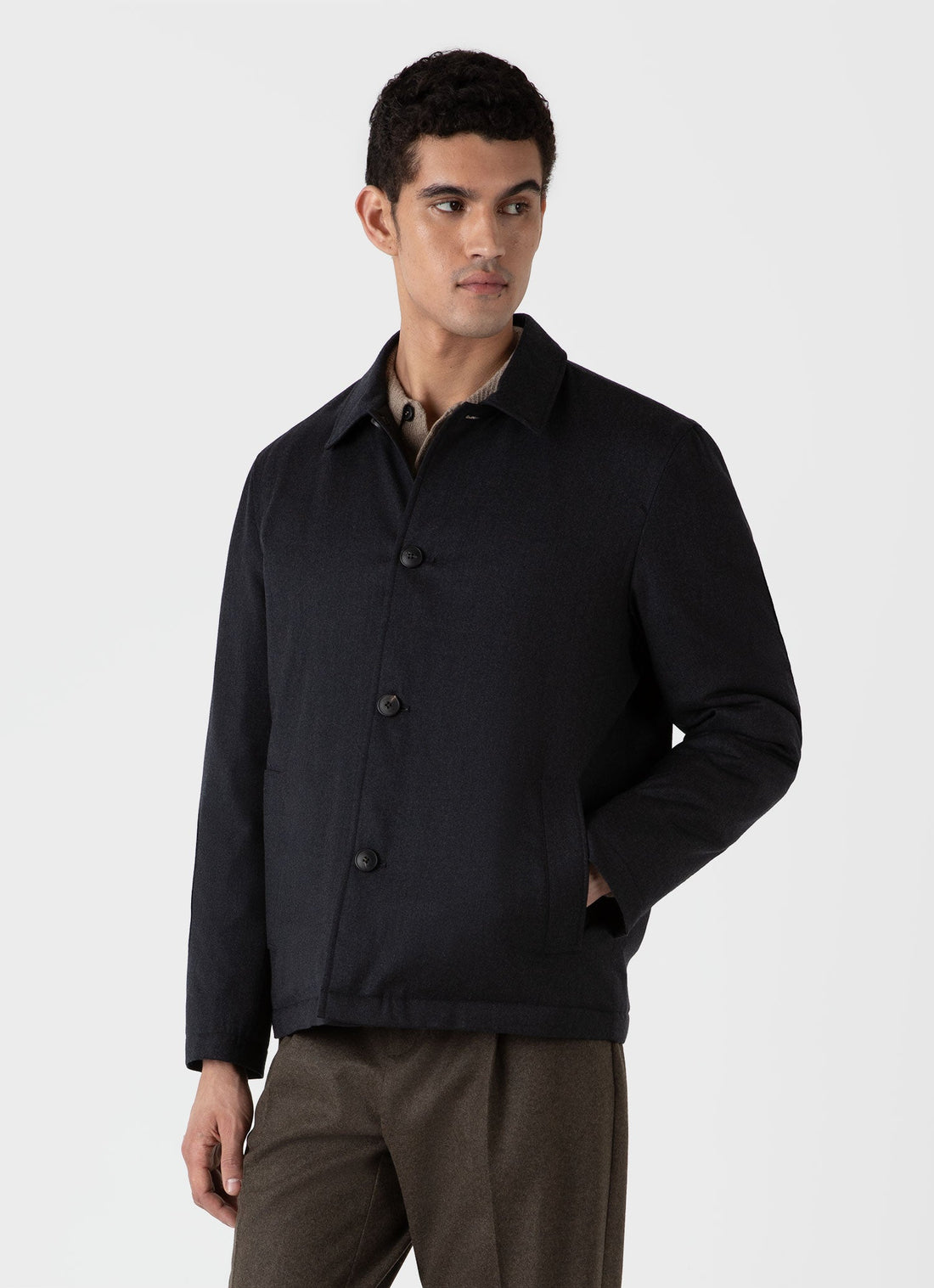 Men's Insulated Wool Jacket in Charcoal Melange