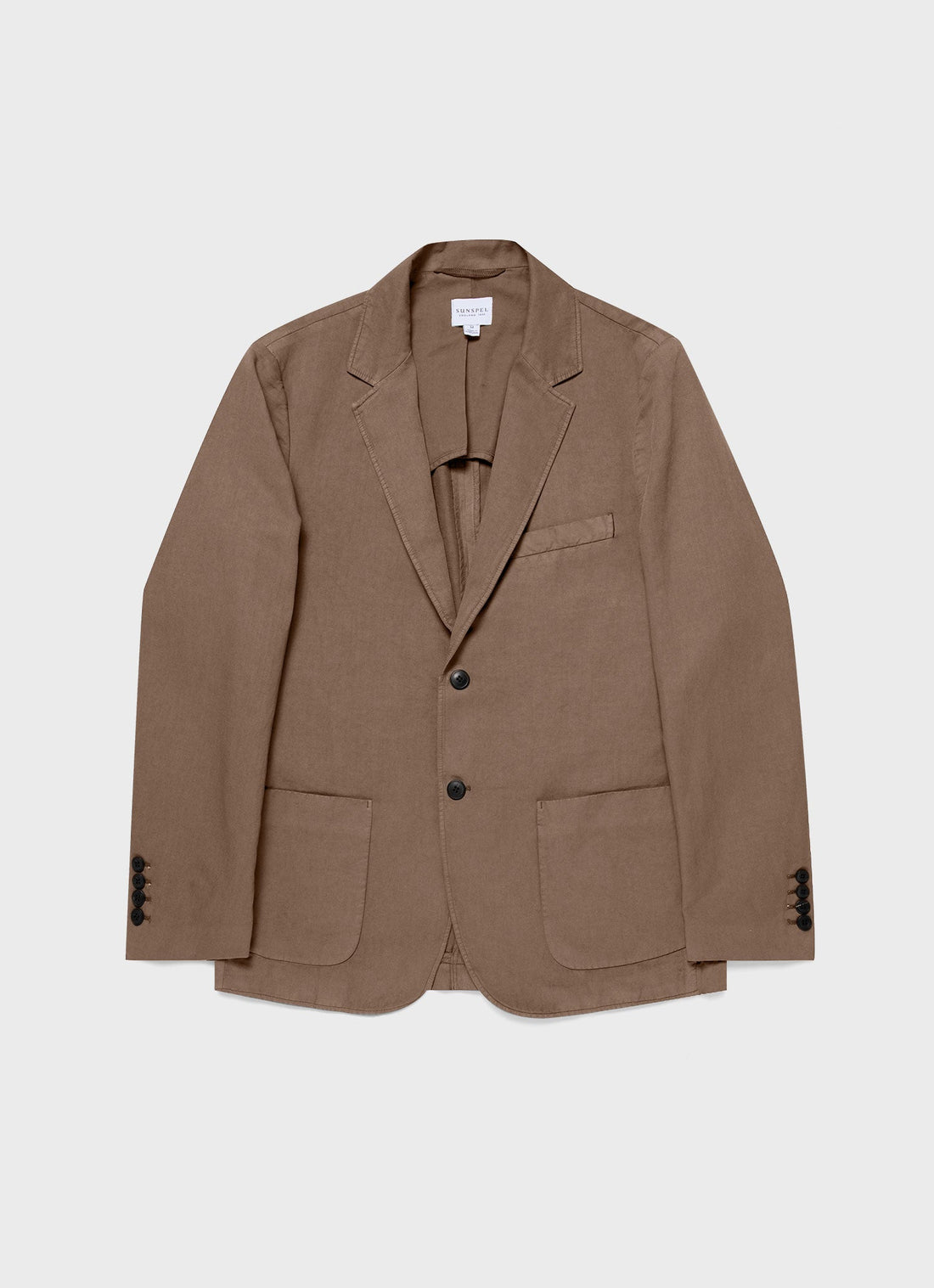 Men's Cotton Linen Unstructured Blazer in Dark Tan