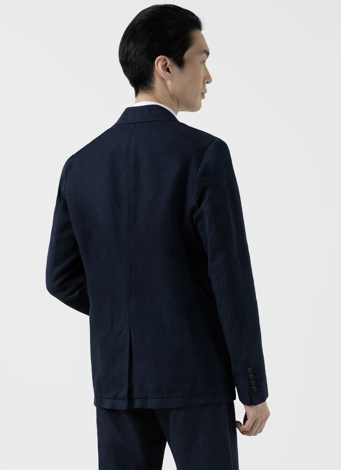 Men's Cotton Linen Unstructured Blazer in Navy