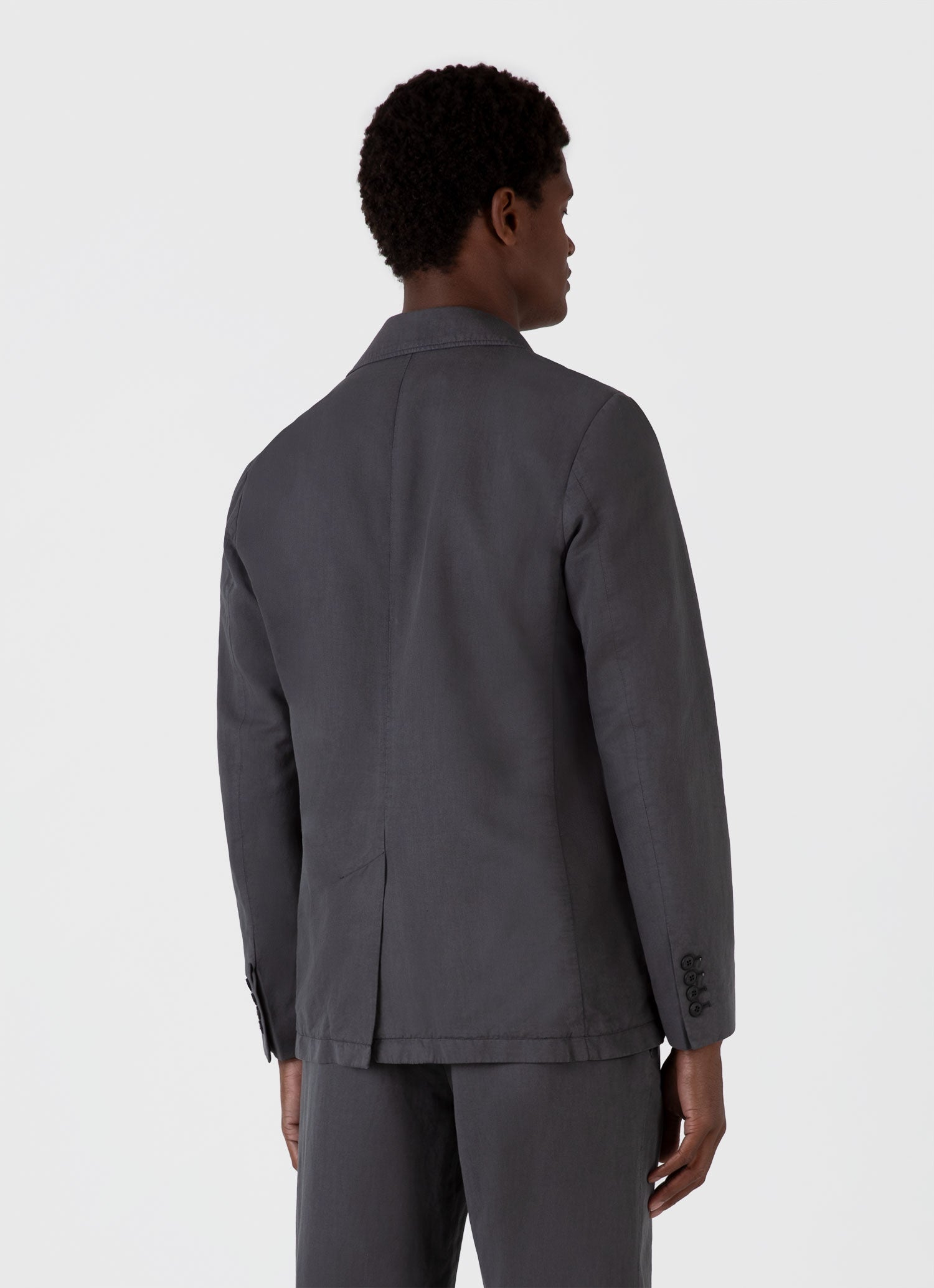 Men's Cotton Linen Unstructured Blazer in Charcoal