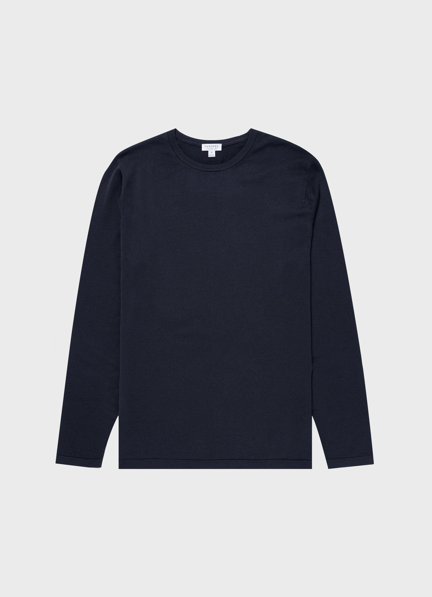 Men's Sea Island Cotton Crew Neck Jumper in Light Navy