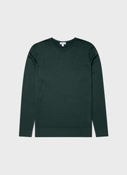 Men's Extra-Fine Merino Crew Neck in Drill Green