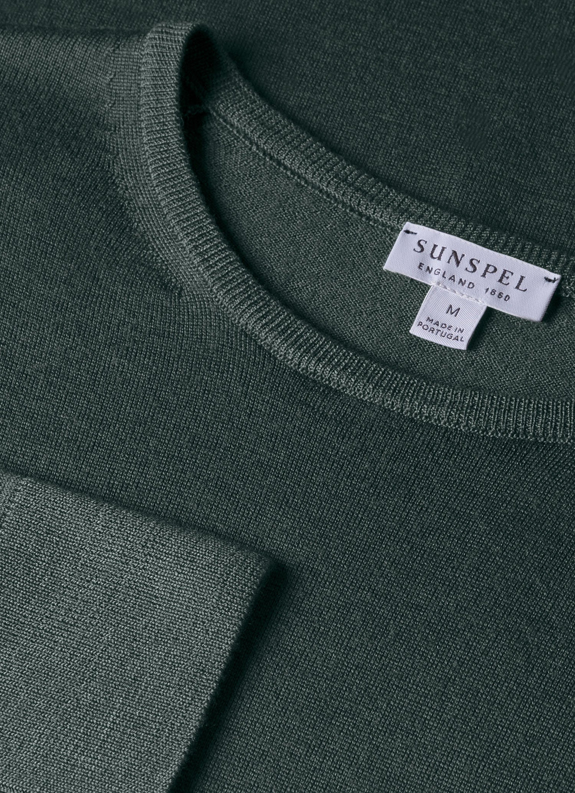 Men's Extra-Fine Merino Crew Neck in Drill Green