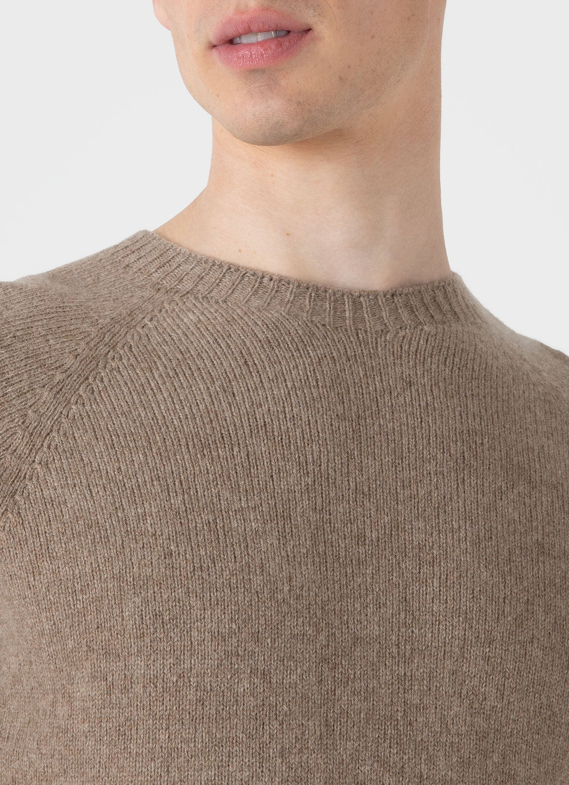 Men's Lambswool Crew Neck Jumper in Sandstone