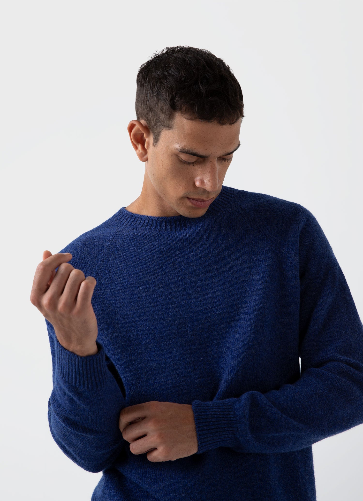 Men's Lambswool Crew Neck Jumper in Space Blue