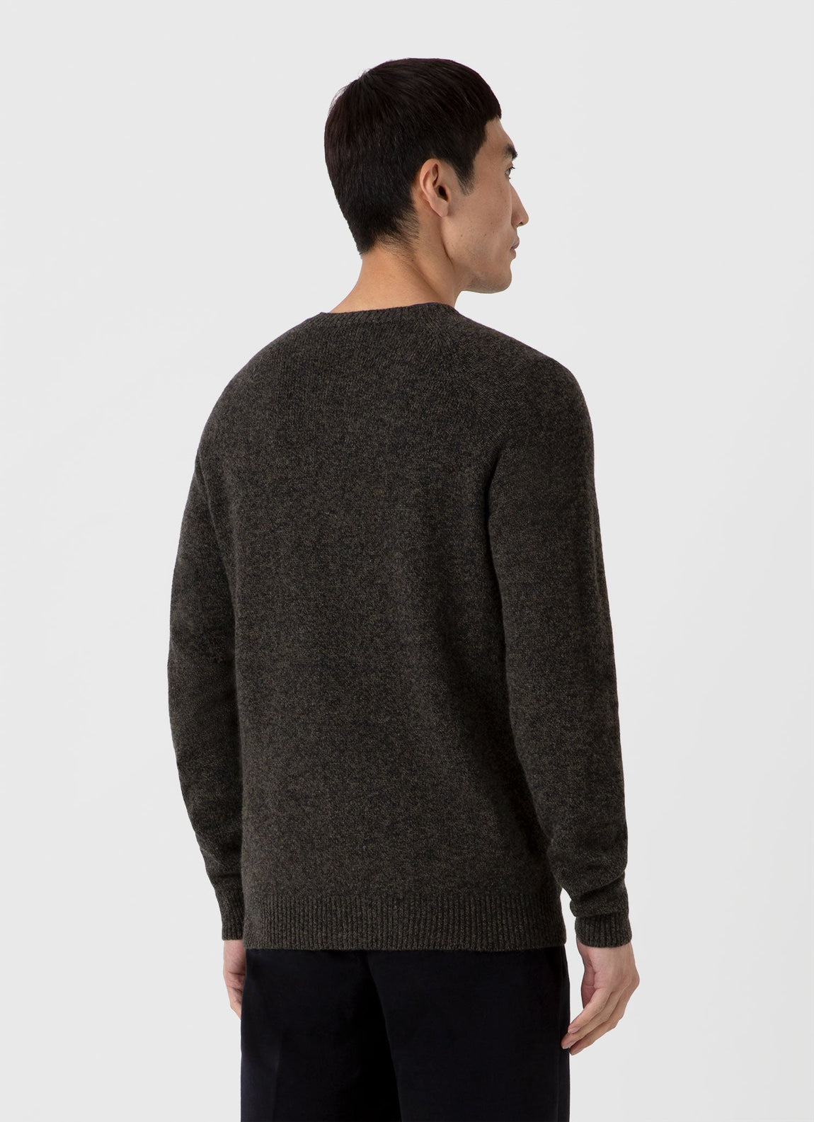 Men's Lambswool Crew Neck Jumper in Khaki Twist