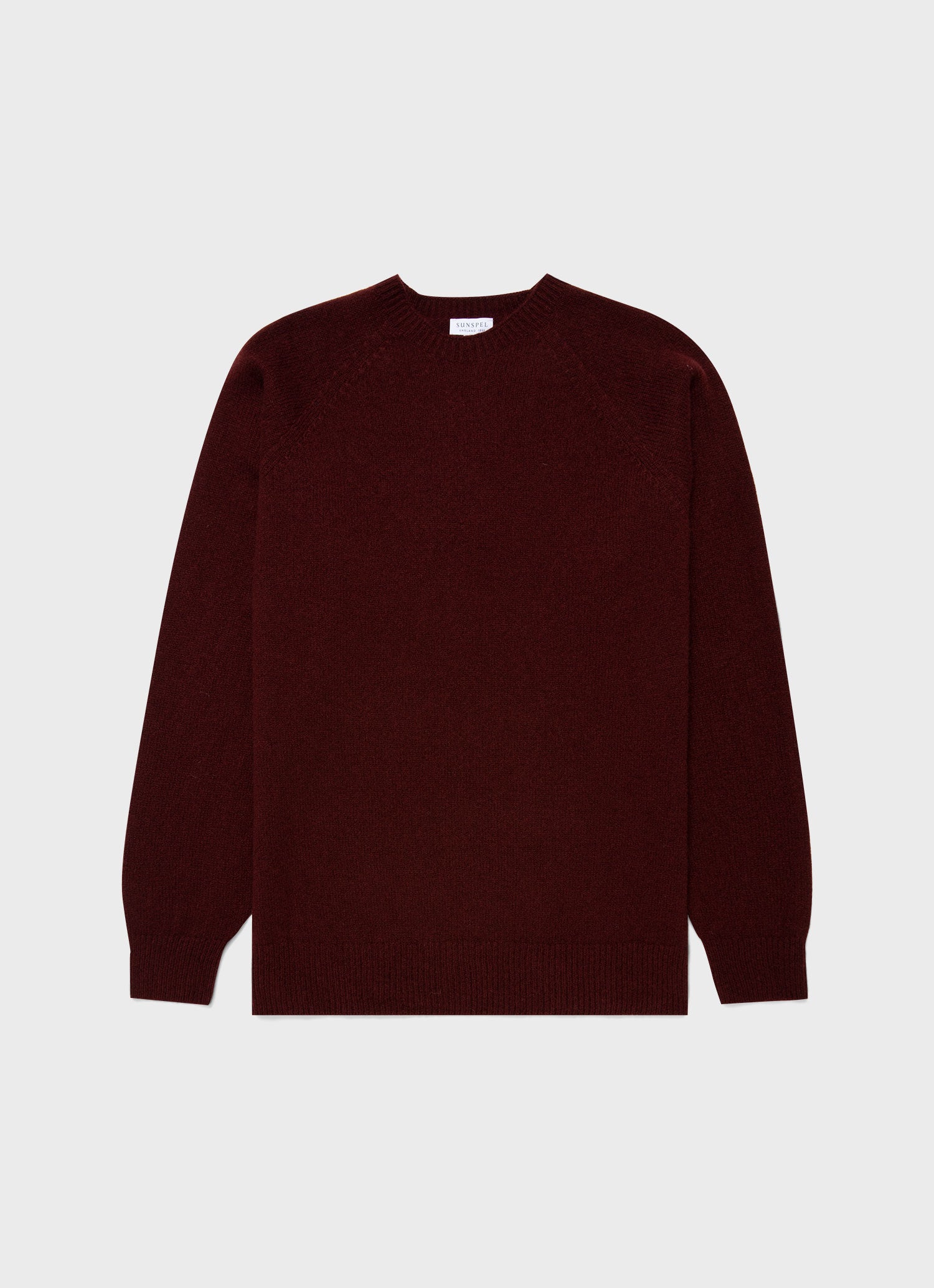 Men's Lambswool Crew Neck Jumper in Port