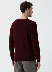 Men's Lambswool Crew Neck Jumper in Port