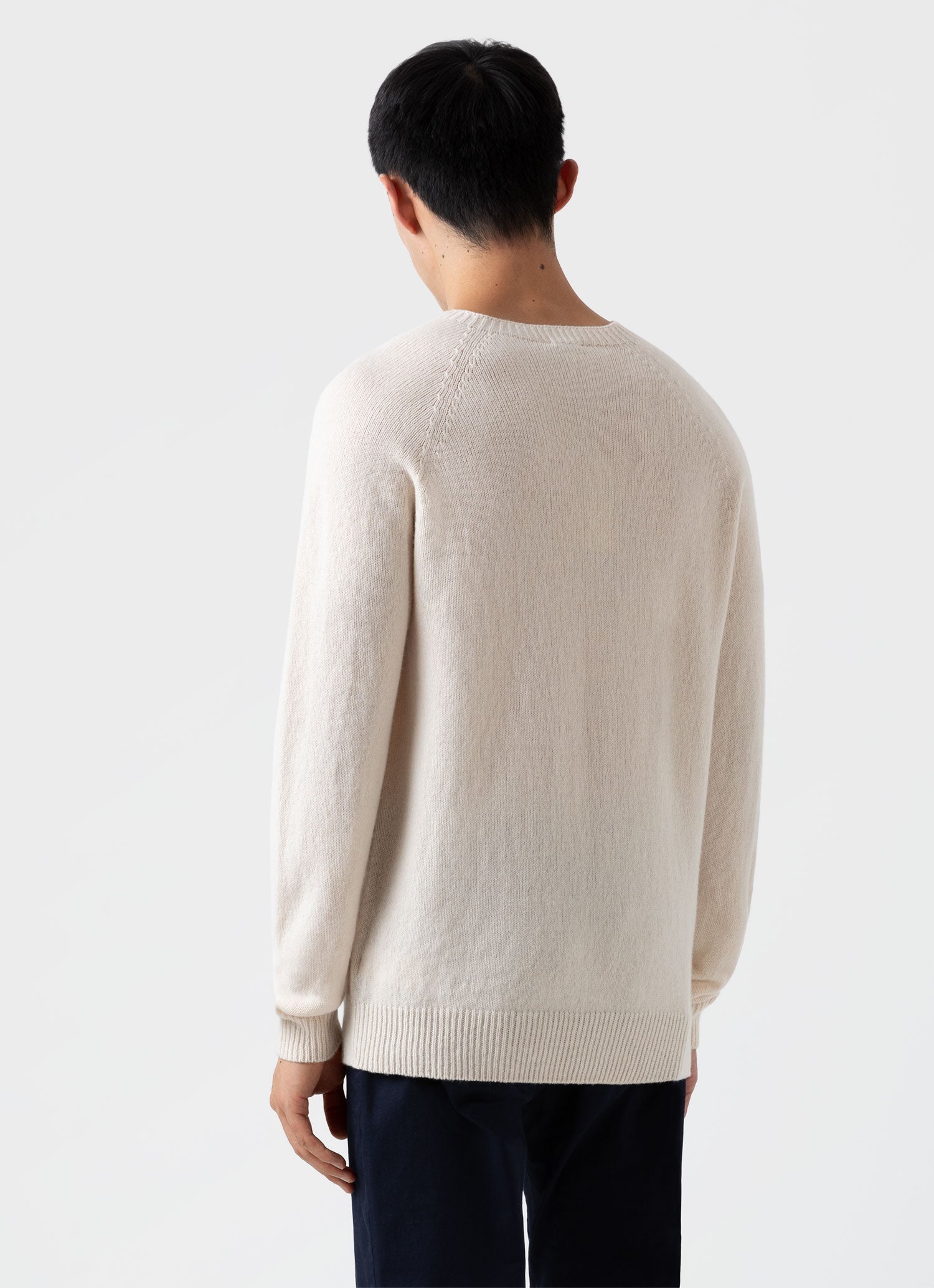 Men's Lambswool Crew Neck Jumper in Ecru