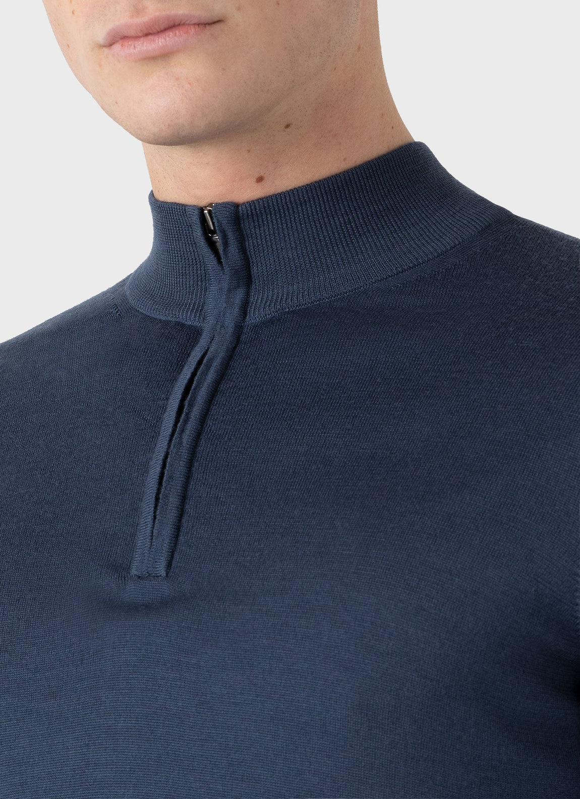 Men's Extra-Fine Merino Zip Neck in Slate Blue