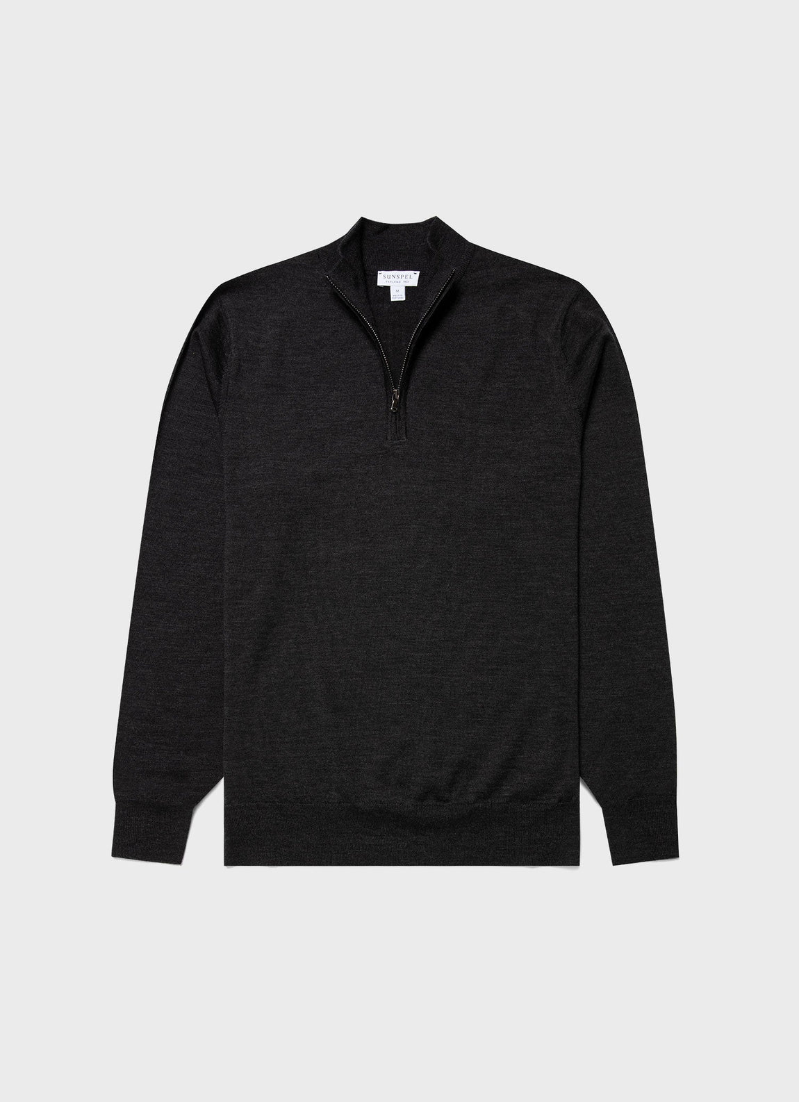 Men's Extra-Fine Merino Zip Neck in Charcoal Melange