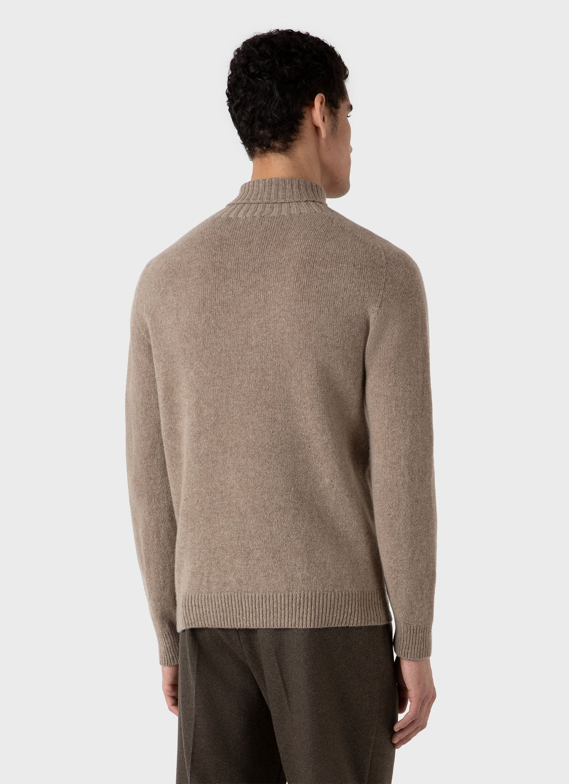 Men's Lambswool Roll Neck in Sandstone