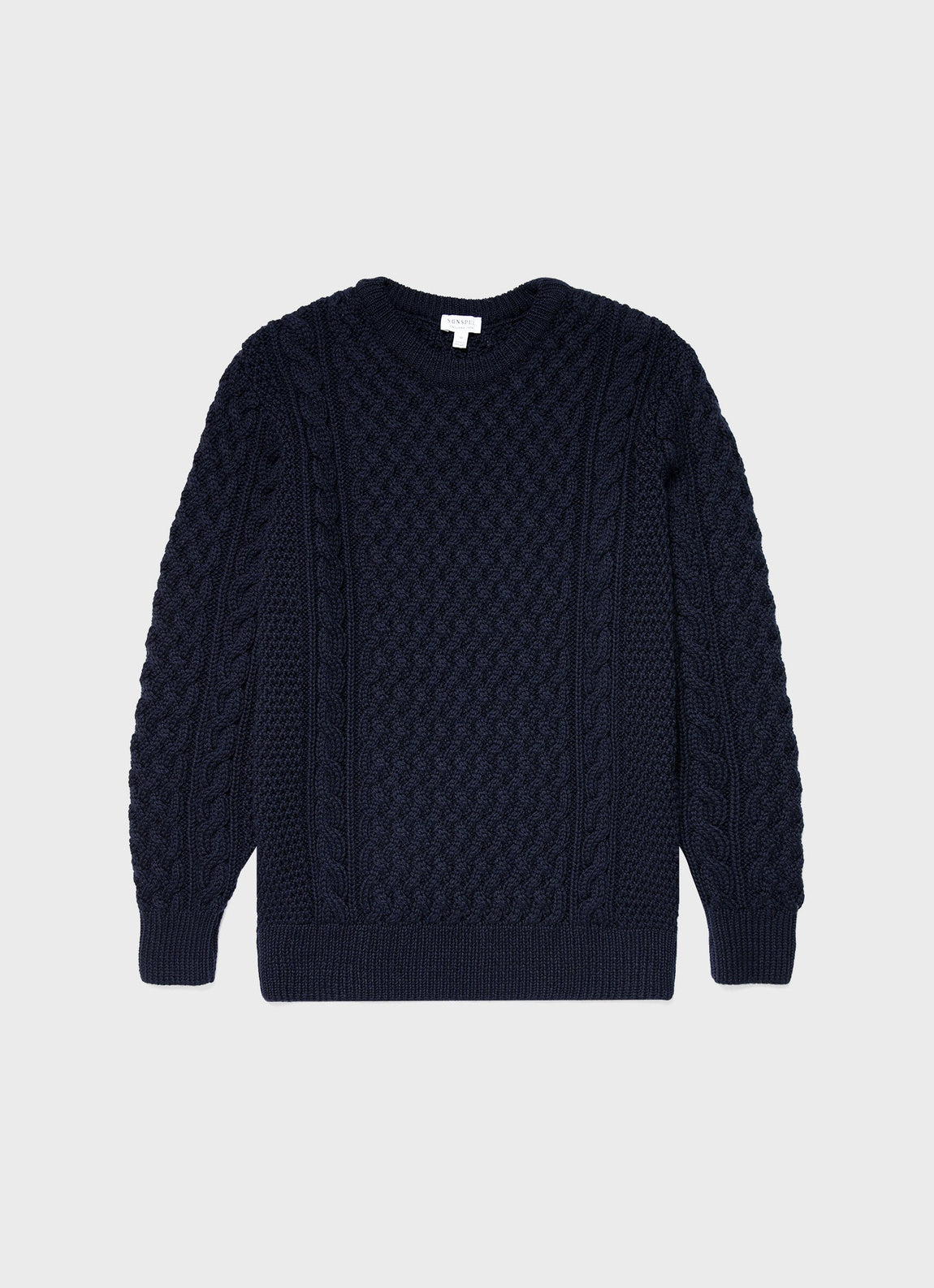 Men's Merino Cable Jumper in Navy