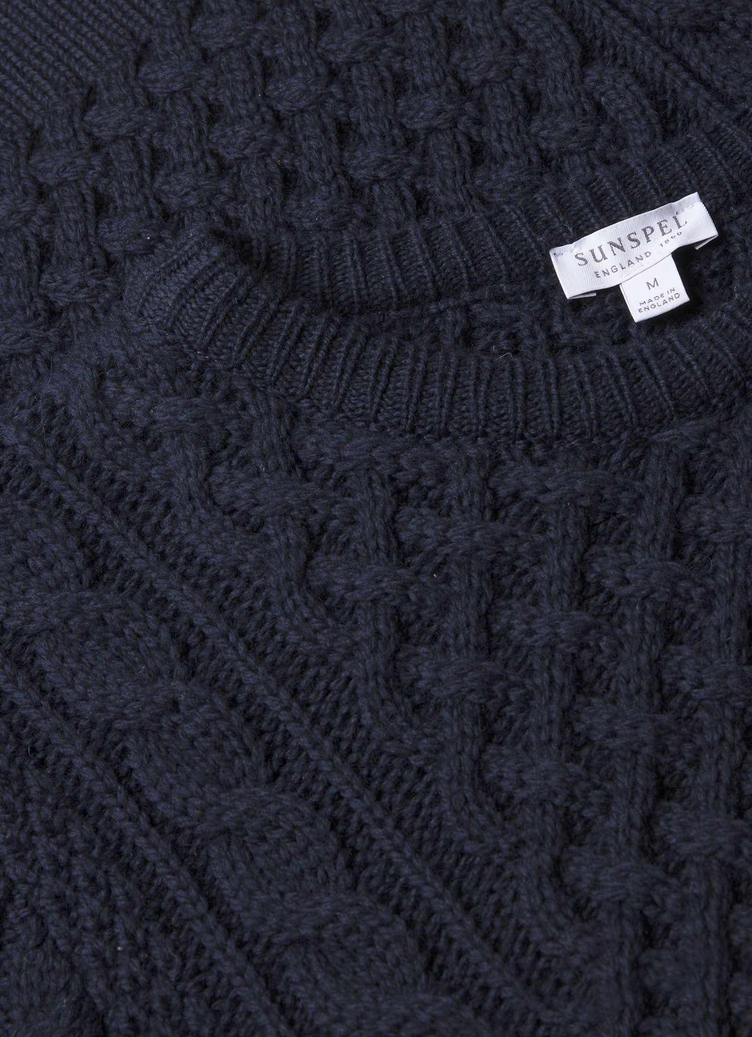 Men's Merino Cable Jumper in Navy