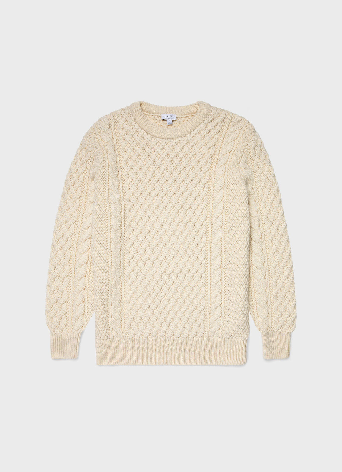 Men's Merino Cable Jumper in Ecru