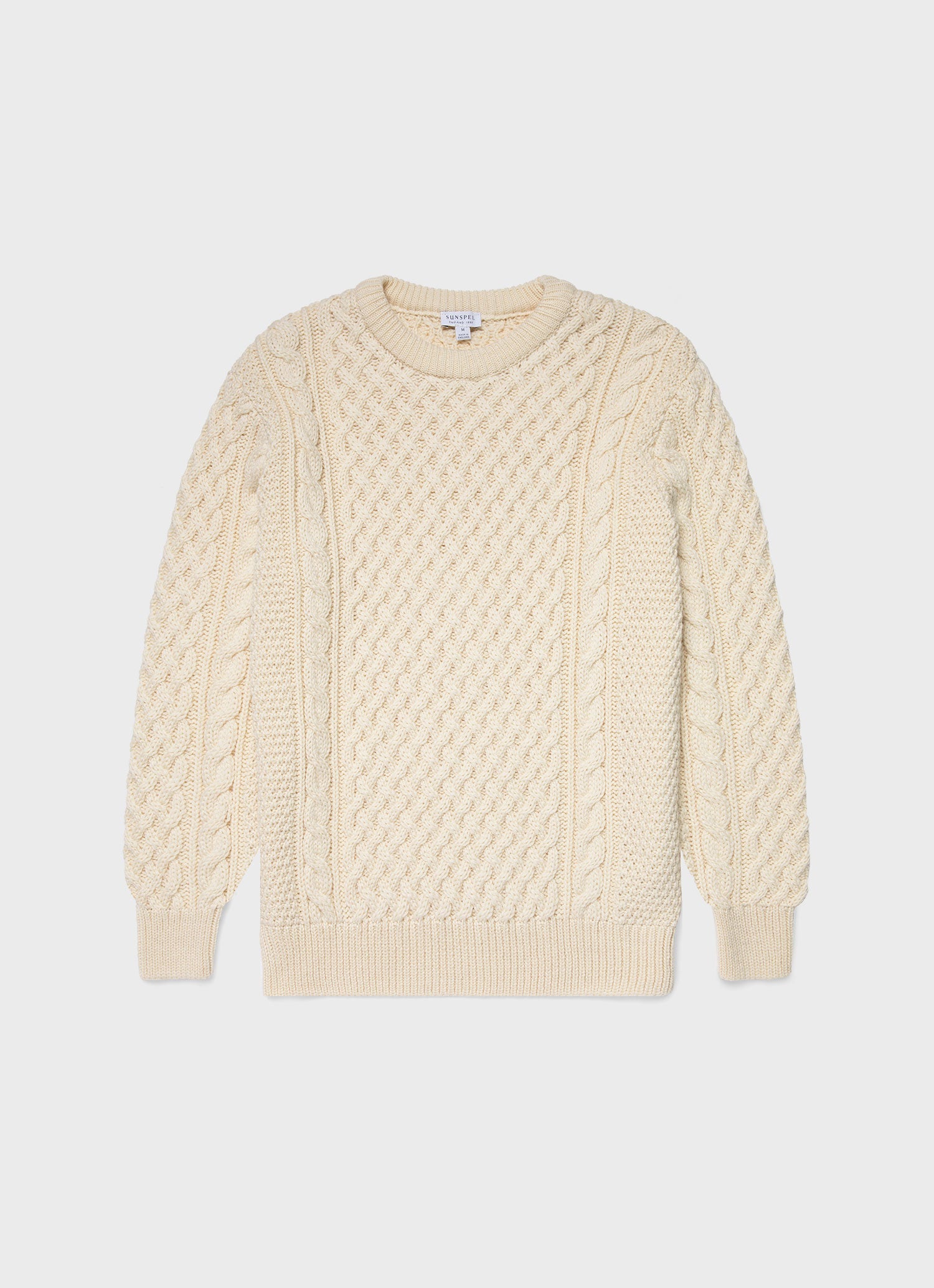 Men's Merino Cable Jumper in Ecru