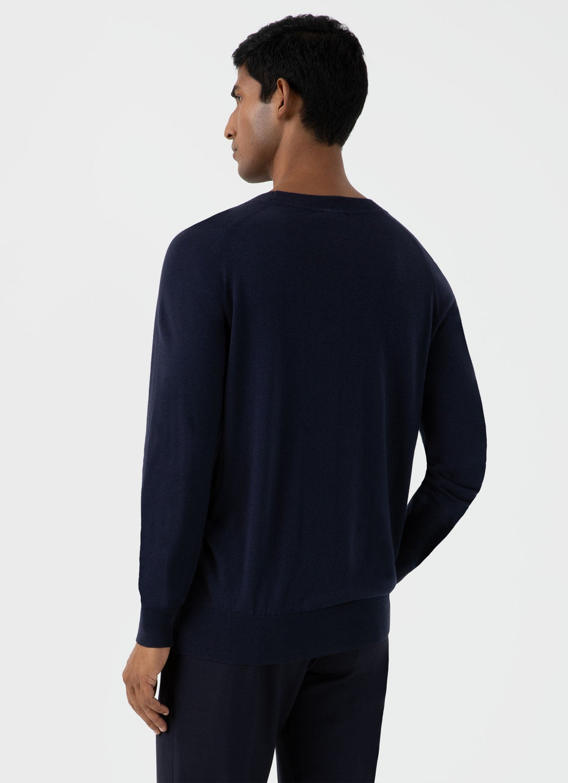 Men's Sea Island Cashmere Crew Neck Jumper in Navy