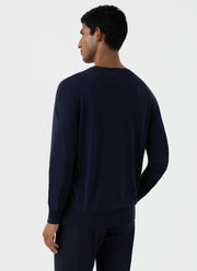 Men's Sea Island Cashmere Crew Neck Jumper in Navy