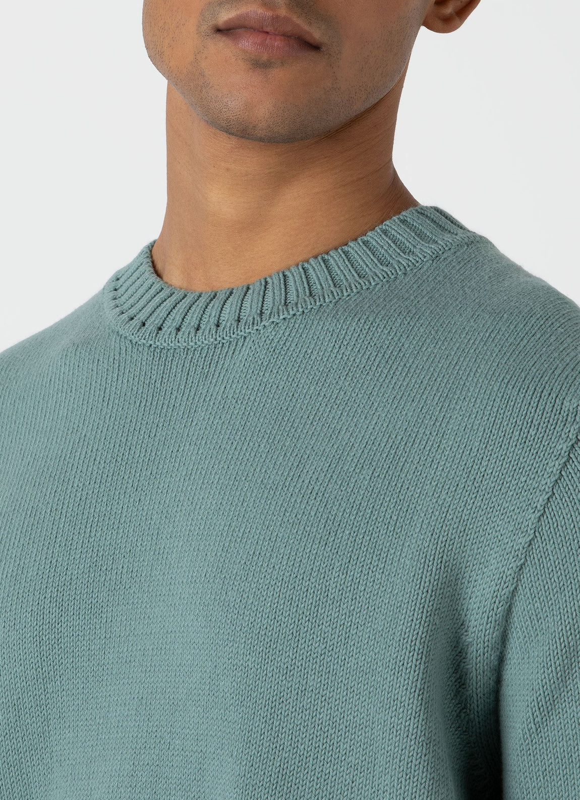 Men's Cotton Crew Neck Jumper in Smoke Green