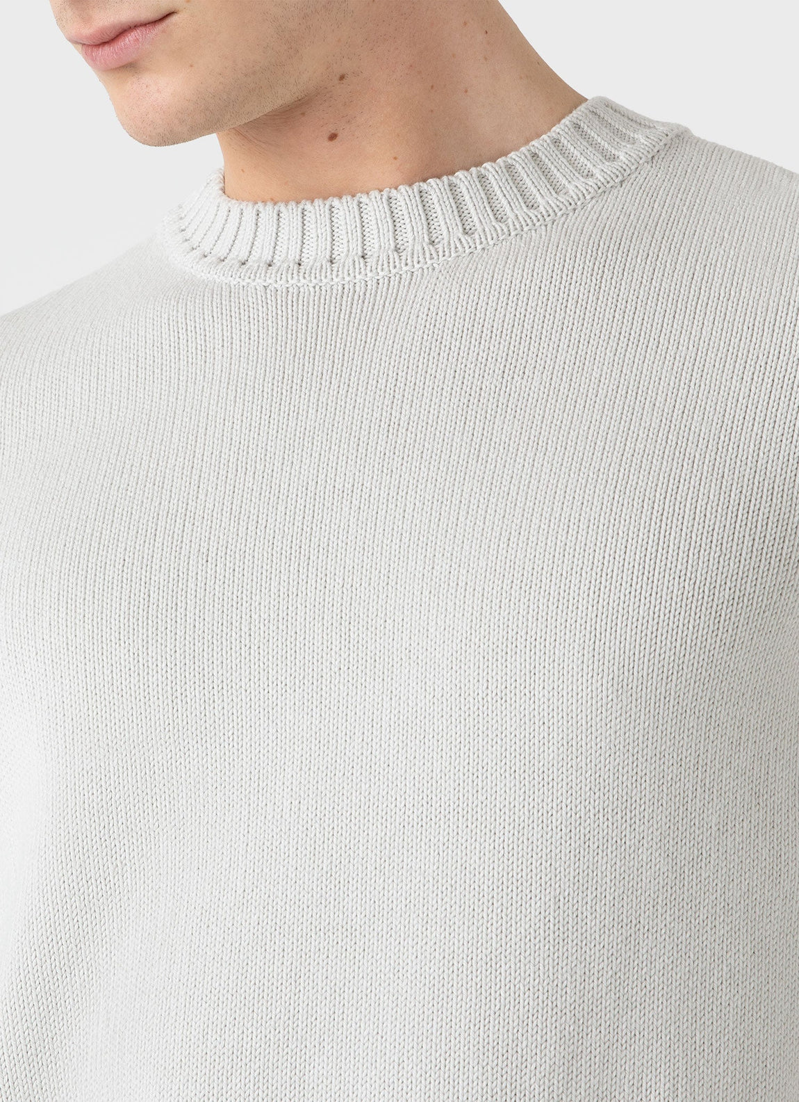 Men's Cotton Crew Neck Jumper in Putty