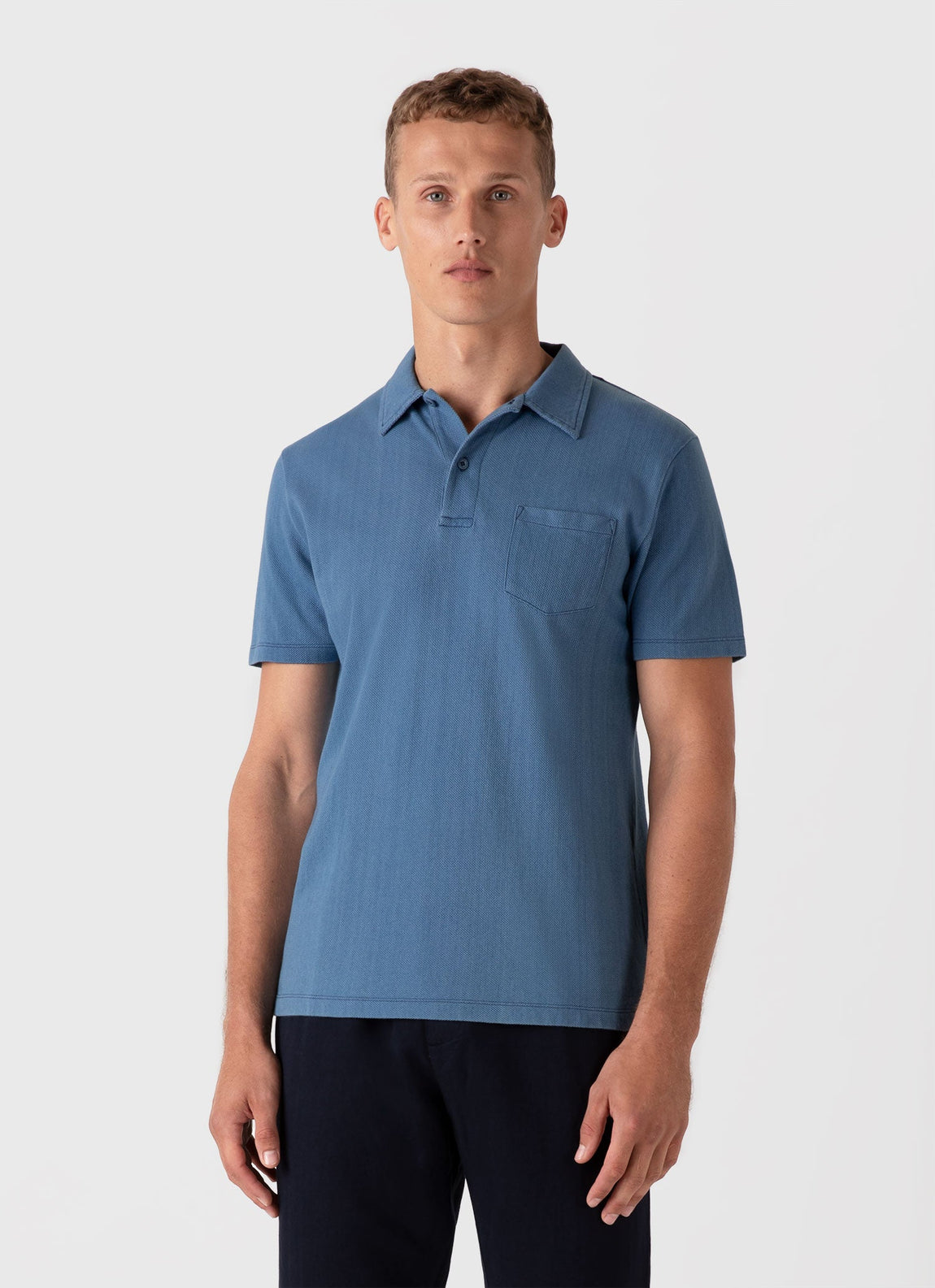 Men's Riviera Polo Shirt in Mid Indigo Wash