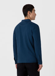 Men's Long Sleeve Riviera Polo Shirt in Naval Blue