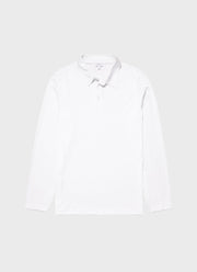 Men's Jersey Long Sleeve Polo Shirt in White