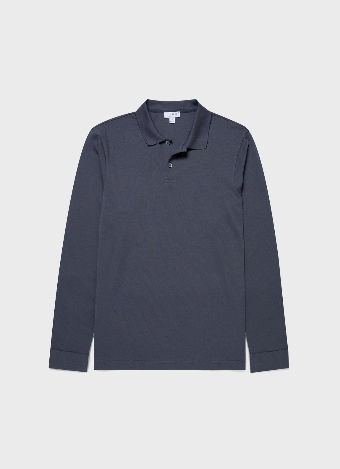 Men's Long Sleeve Piqué Polo Shirt in Slate Blue