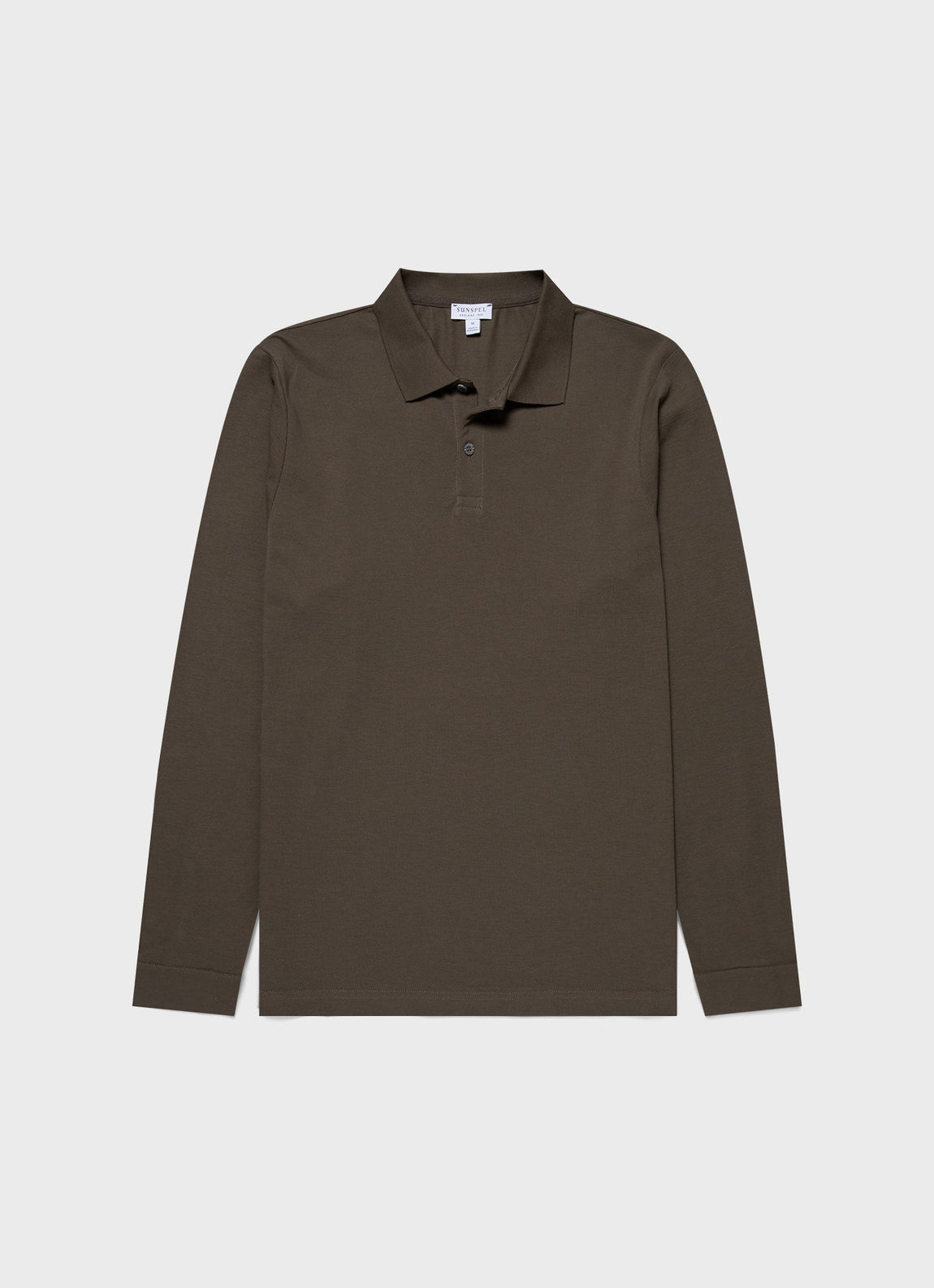 Men's Long Sleeve Piqué Polo Shirt in Khaki