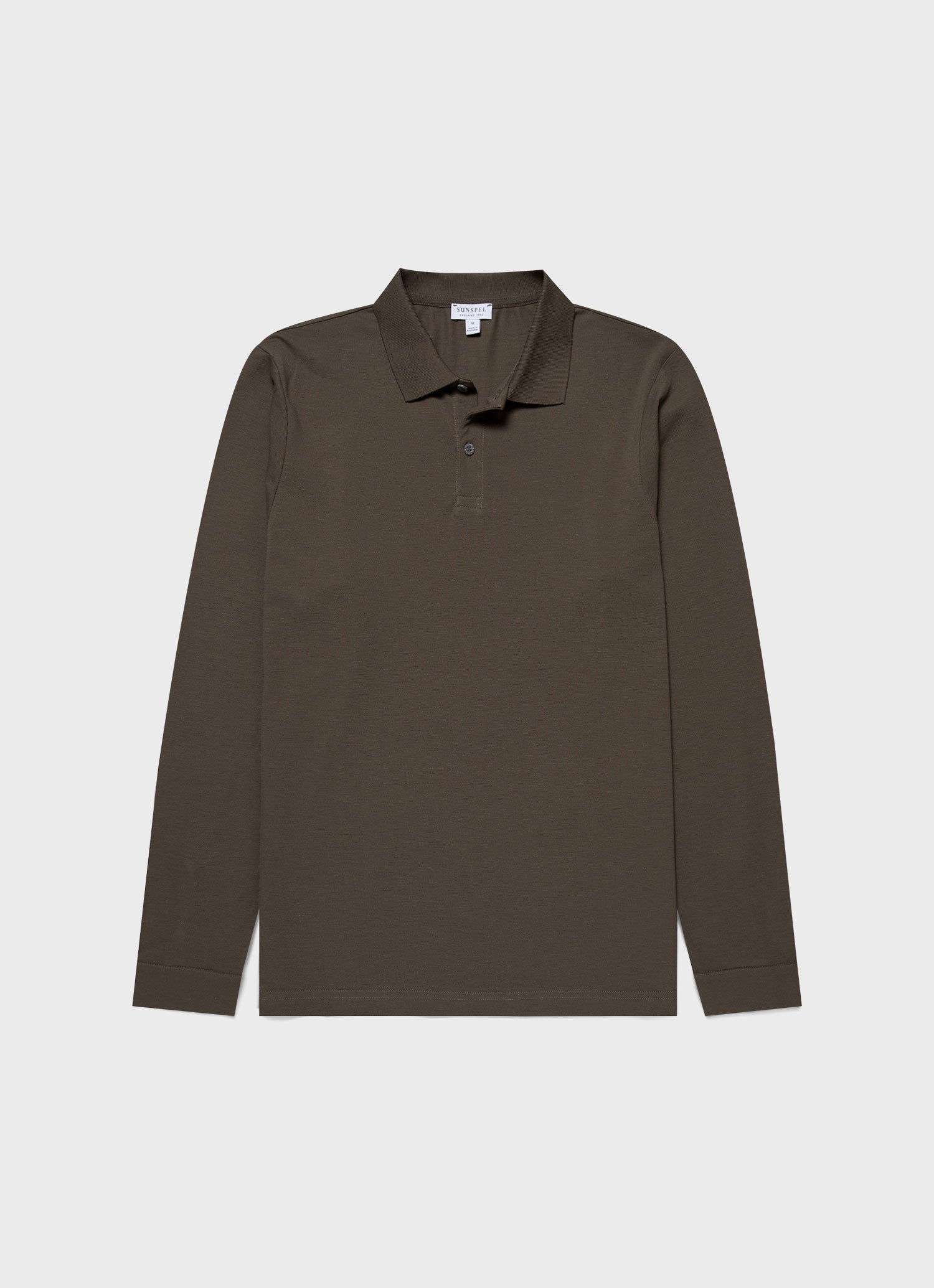 Men's Long Sleeve Piqué Polo Shirt in Khaki