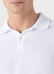 Men's Long Sleeve Piqué Polo Shirt in White