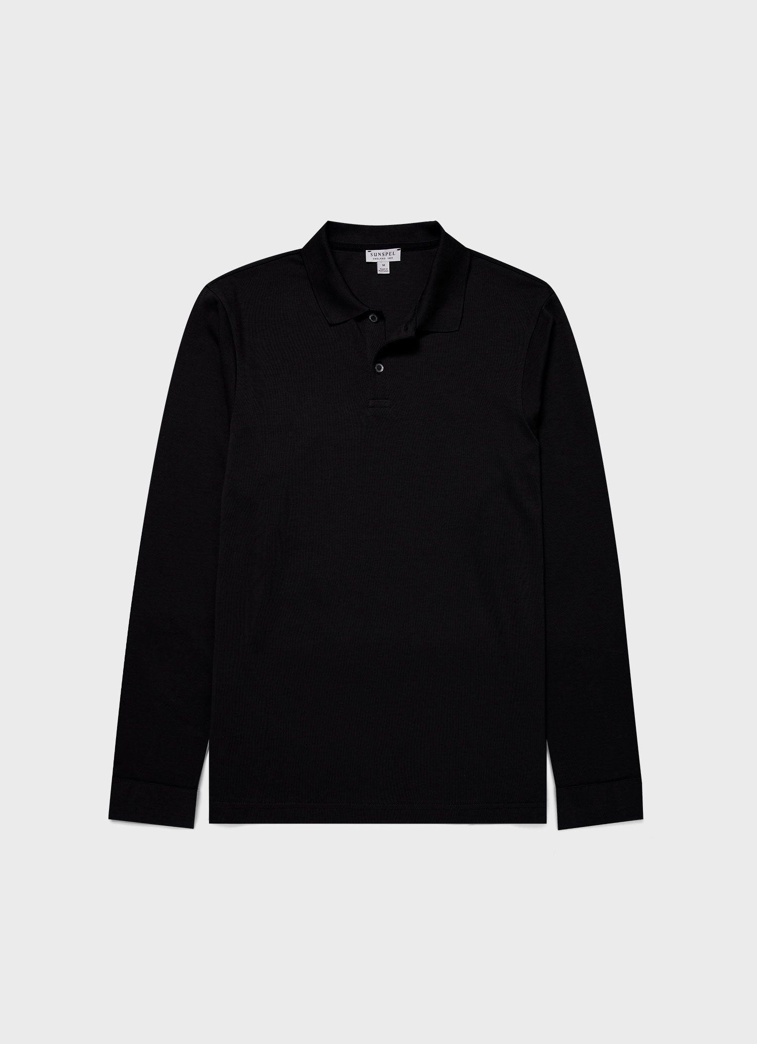 Men's Long Sleeve Waffle Polo Shirt in Black